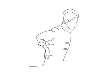 Single continuous line drawing of a Man with osteoporosis disease, World Osteoporosis Day concept. One line draw design vector illustration
