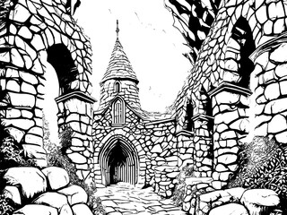 an artistic old stone house