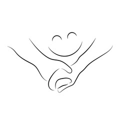 Sketch minimal hold hand drawing line art couple in love drawn hand hold line love concept with white ioslated background. Abstract,vector,illustration.