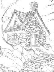 an artistic old stone house