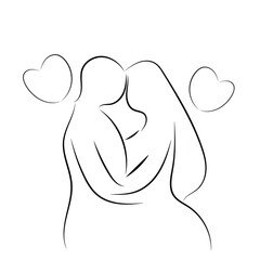 Sketch minimal couple in love drawing line art couple lovely drawn together line love concept with white ioslated background. Abstract,vector,illustration.