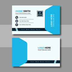 Clean Corporate Business Card Layout with blue  color. Modern unique creative business card. Business card for business and personal use. Vector illustration design, Print ready,