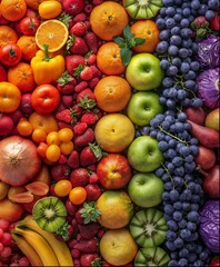 AI generated illustration of fresh fruits and vegetables in a stack