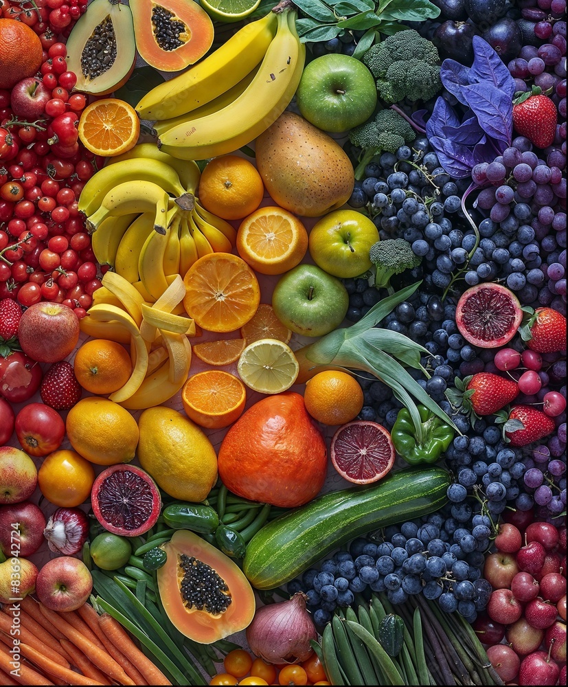 Canvas Prints AI generated illustration of fresh fruits and vegetables in a stack