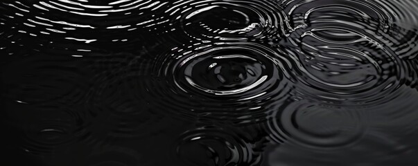 Black Water surface with gentle ripples and concentric rings, capturing the serene and refreshing essence of calm water