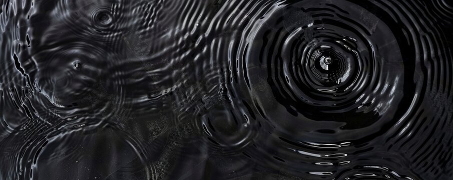 Black Water surface with gentle ripples and concentric rings, capturing the serene and refreshing essence of calm water