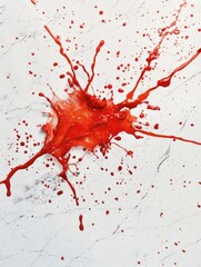 Red paint splatter on white surface