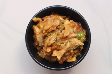 Oyster mushroom masala, pleurotus mushroom curry, cooked in Indian sauce