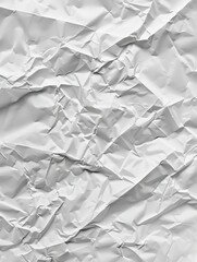 Crumpled paper texture in white tones with shadows and depth