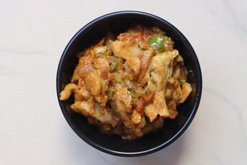 Oyster mushroom masala, pleurotus mushroom curry, cooked in Indian sauce