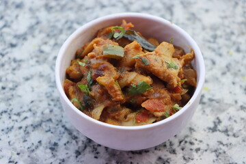 Oyster mushroom masala, pleurotus mushroom curry, cooked in Indian sauce