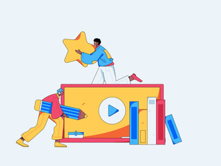 Education and learning people flat vector concept hand drawn illustration
