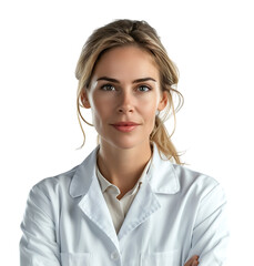Confident female Medical Professional on isolated transparent background