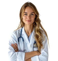 Fototapeta premium Confident female Medical Professional on isolated transparent background