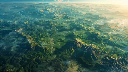 An aerial view of Earth, capturing the contrast between lush green forests and expansive deserts, highlighting the planet's diverse ecosystems. - Powered by Adobe