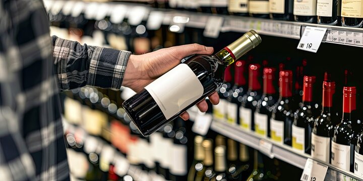 Man Choosing Wine in Supermarket