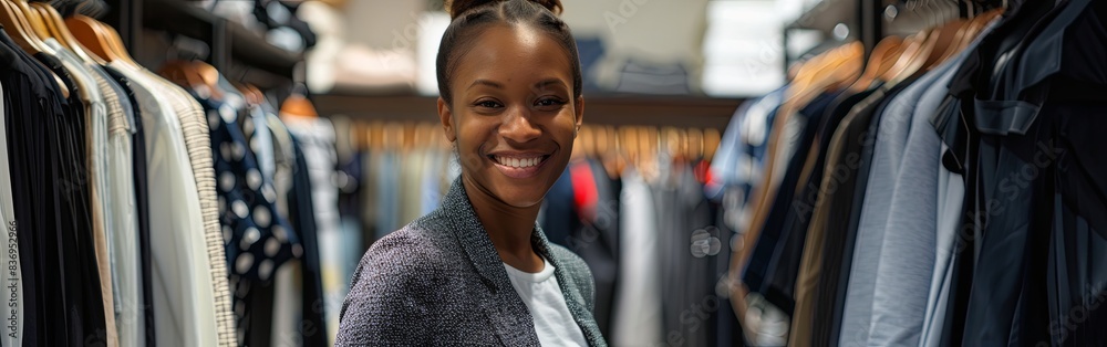 Wall mural Boutique Owner in Stylish Fashion Store