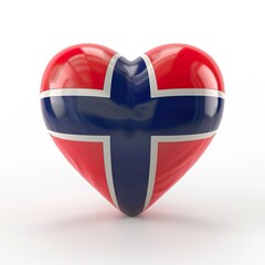 3d heart with the Norway flag on it, white background