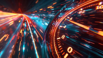 A dynamic speed motion background featuring a fast speedometer car, evoking the sensation of racing velocity. This image captures the excitement and energy associated with high-speed motion. 