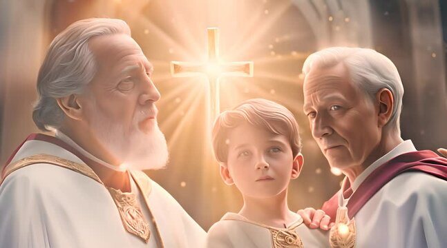 Father, Son, and Holy Spirit. Spiritual Art