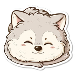 Cute Cartoon Wolf Sticker with Smiling Face art illustration element