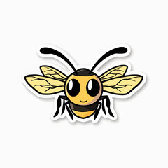 Cute Cartoon Bee with Big Eyes and Wings art illustration element