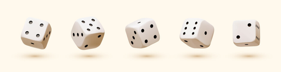 Dice set. 3D gambling and game design.