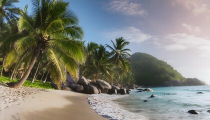 beach with palm trees, Tropical paradise, tropical beach