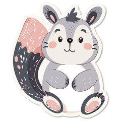 Cute Cartoon Chinchilla with Blushing Cheeks and Fluffy Tail art illustration element