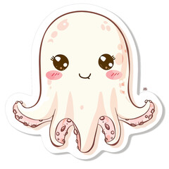 Cute cartoon octopus with big eyes art illustration element