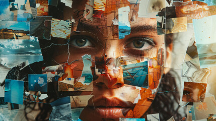 Collage of various social issues and emotions represented through photos