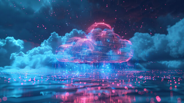 Conceptual graphic of big data processing and cloud computing in cyberspace