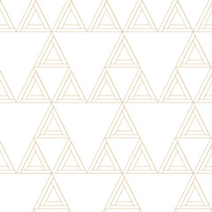 Abstract geometric pattern with triangle and lines on white background. A seamless vector background. Graphic modern pattern. White and gold pattern.