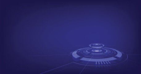Circle technology 3d pedestal on a dark blue background.Vector illustrations of Futristic digital.