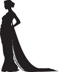 Indian Woman in saree black silhouette