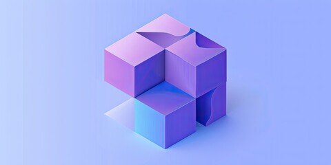 Geometric Cubes on Pastel Background