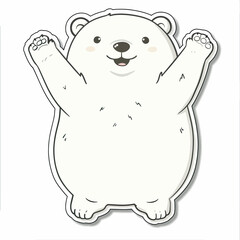 Cute Polar Bear Sticker with Raised Arms art illustration element