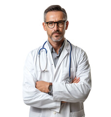 Fototapeta premium Confident male Medical Professional on isolated transparent background