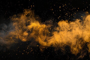 A close-up of a yellow dust cloud on a black background, suitable for use in science and technology illustrations