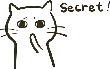 内緒話をするつり目な猫のイラスト_線画
