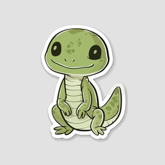 Adorable cartoon gecko with big eyes and smile art illustration element