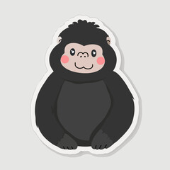 Cartoon illustration of a cute gorilla art illustration element