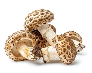 Matsutake Mushrooms,matsutake mushrooms displayed, copy space,prized mushrooms,realistic,Overlay,white background,