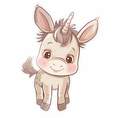 Cute cartoon unicorn with blushing cheeks and smiling face vector art illustration