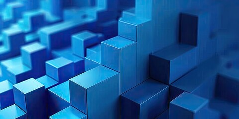 Blue Geometric Cubes on Gradient Background