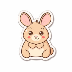 Cute cartoon bunny with pink cheeks and big ears vector art