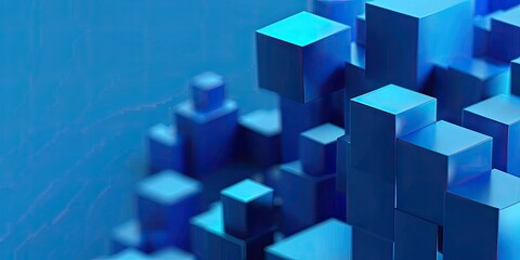Obraz premium Blue Geometric Cubes on Gradient Background