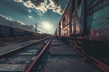 Obraz premium Train on Train Yard Tracks