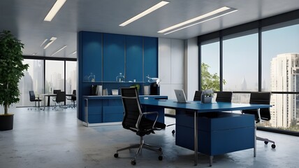 Modern corporate office blue