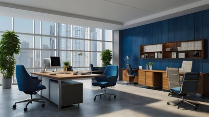 Modern corporate office blue